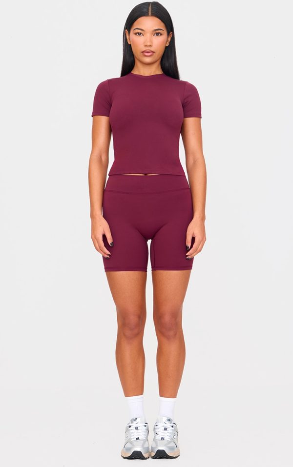Deep Burgundy Ultimate Sculpt High Waist Gym Shorts