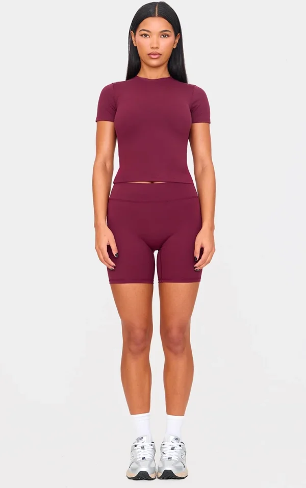 Deep Burgundy Ultimate Sculpt High Waist Gym Shorts