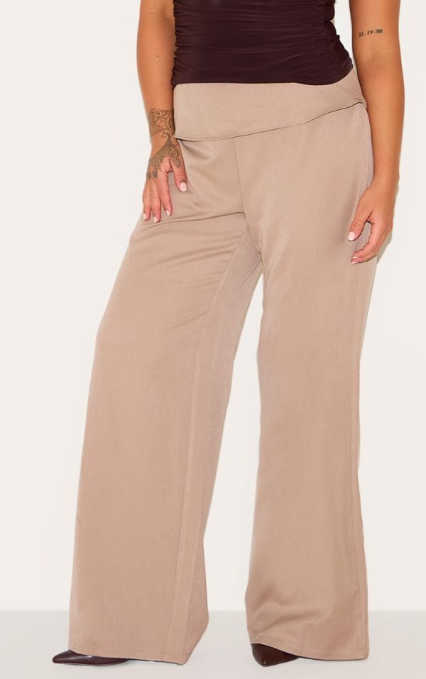 Plus Sand Tailored Design Fold Over Pants