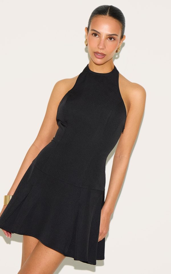 Petite Black Halterneck Shift Dress