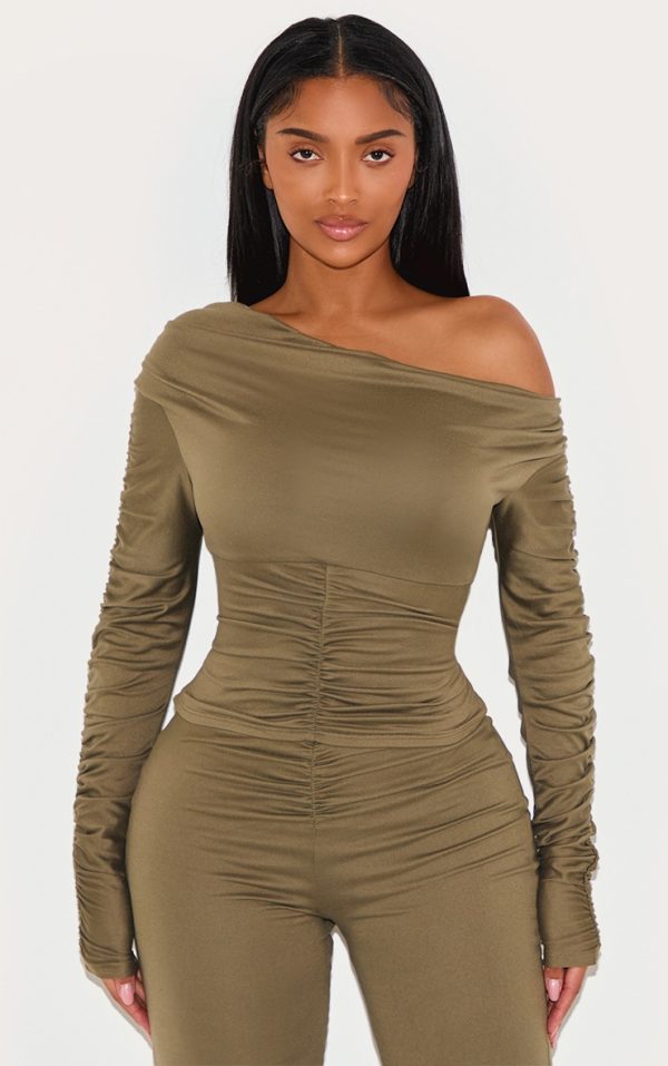 Shape Olive Super Soft Off Shoulder Ruched Underbust Top