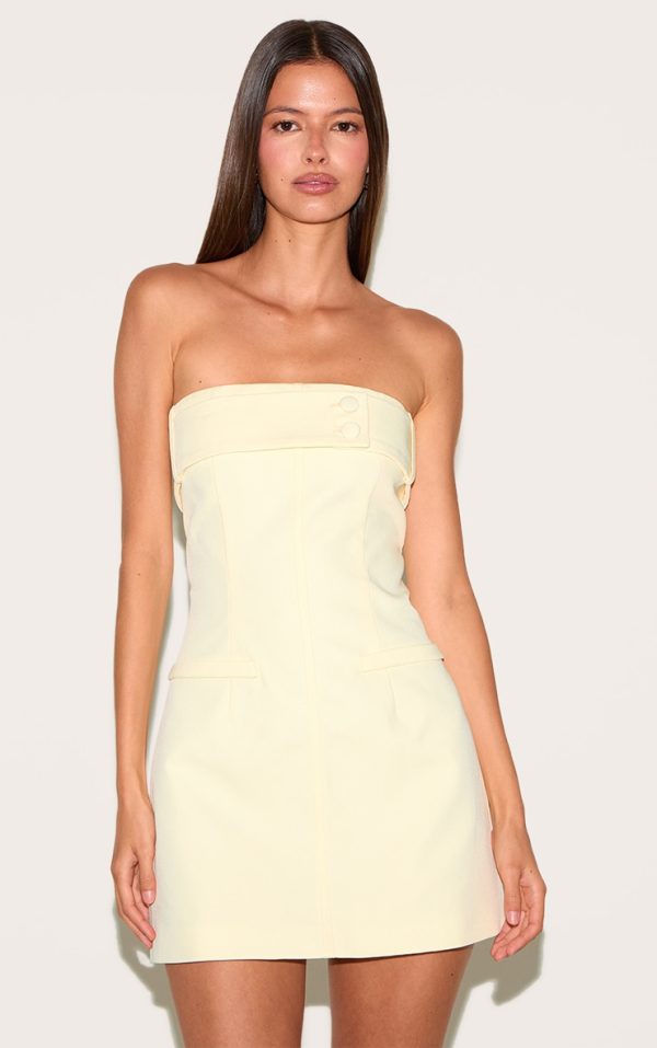 Lemon Woven Belt Detail Shift Dress