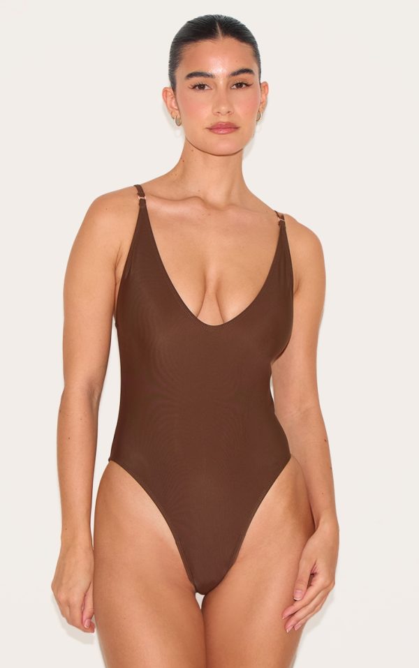 Chocolate Low Scoop Basic Swimsuit