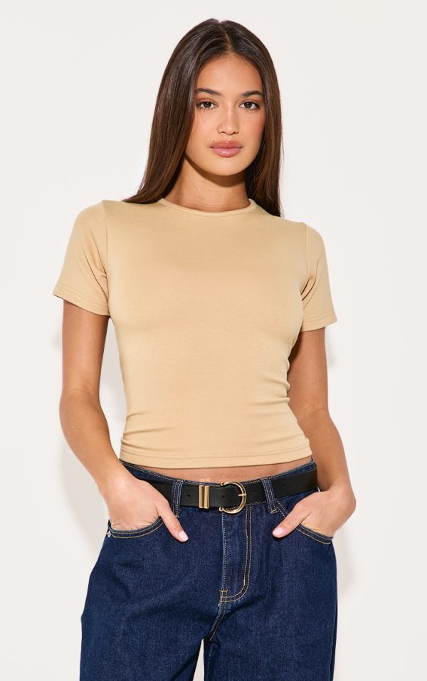 Stone Interlock Longline Short Sleeve Top