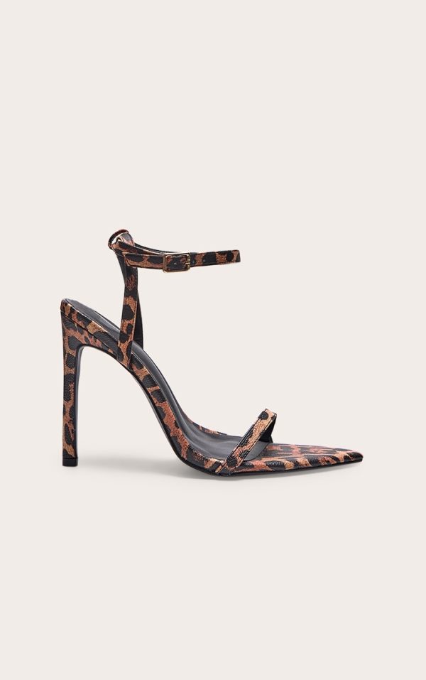 Leopard PU Point Toe Barley There High Heel Sandals