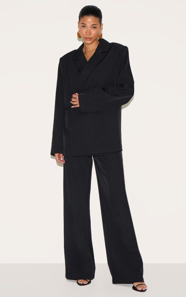 Black Tailored Woven Wide Leg Pant