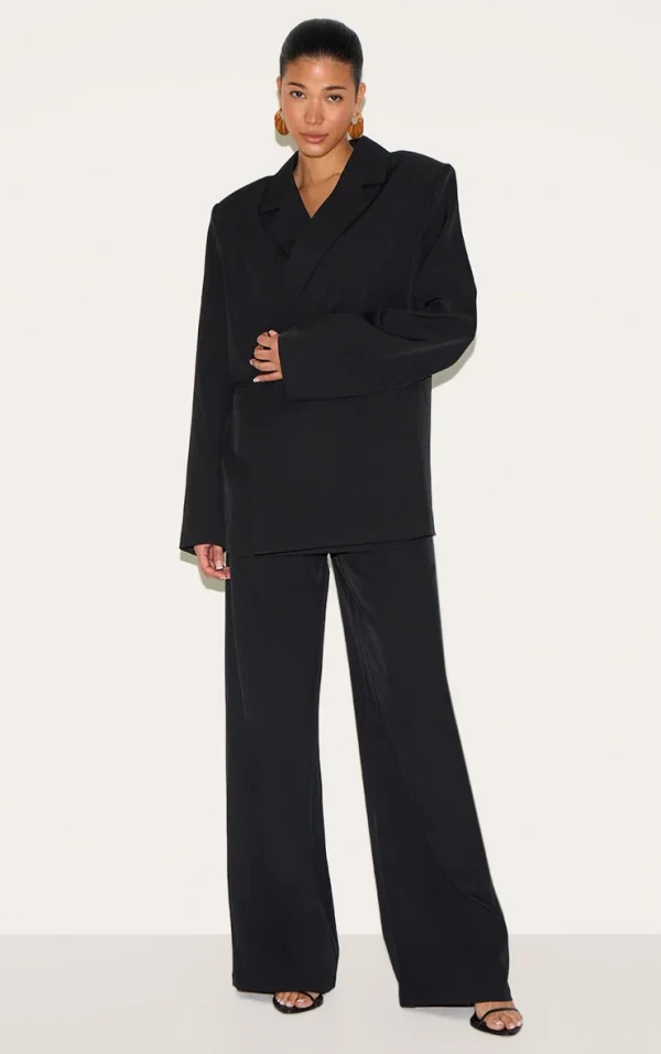 Black Tailored Woven Wide Leg Pant