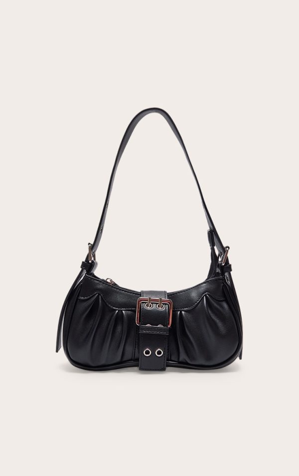 Black PU Eyelet Buckle Shoulder Bag