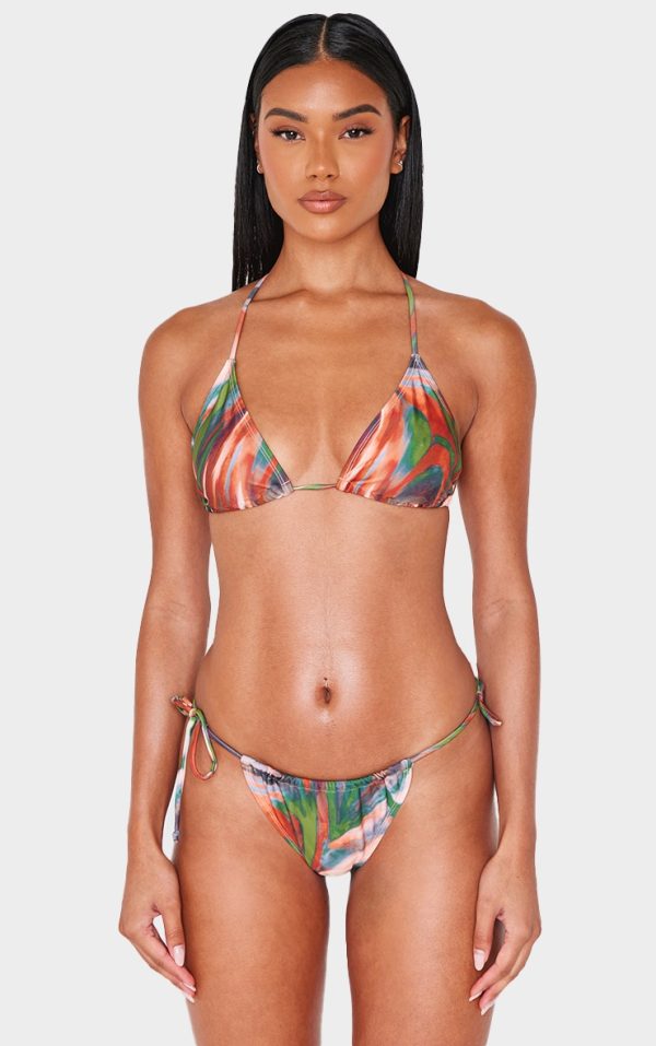 Multi Printed Micro Triangle Bikini Top