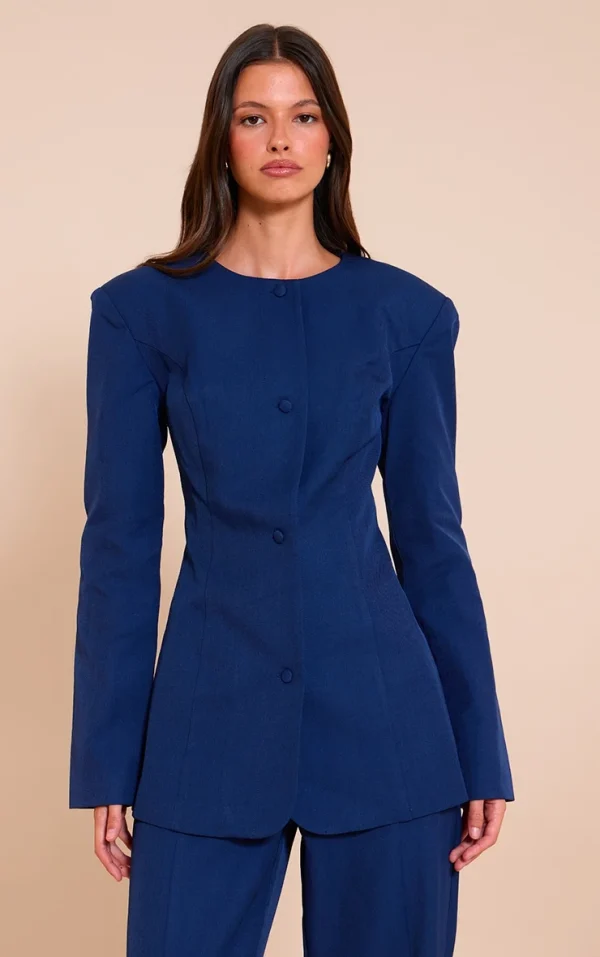 Navy Tailored Fitted Blazer