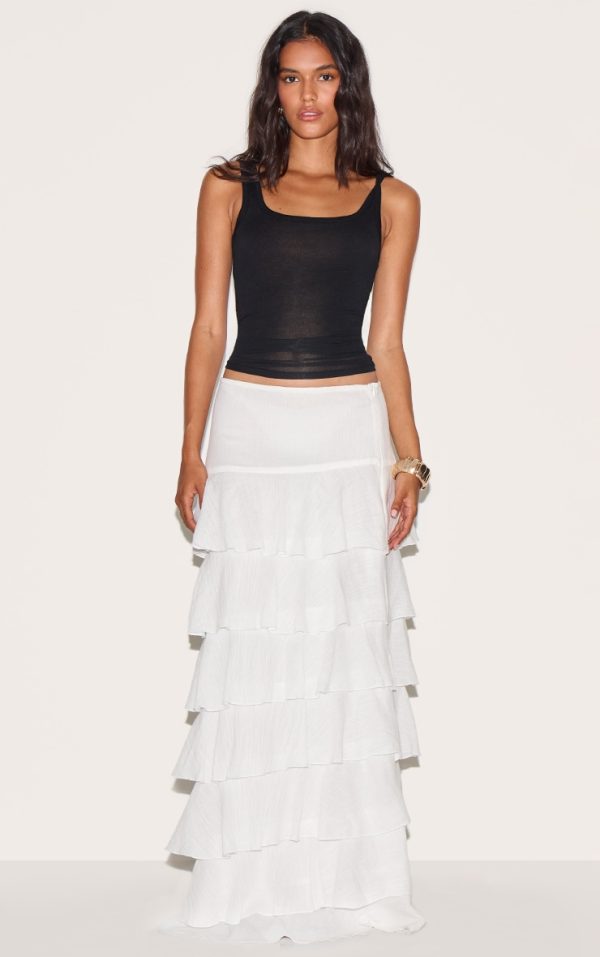 White Cheesecloth Rara Maxi Skirt
