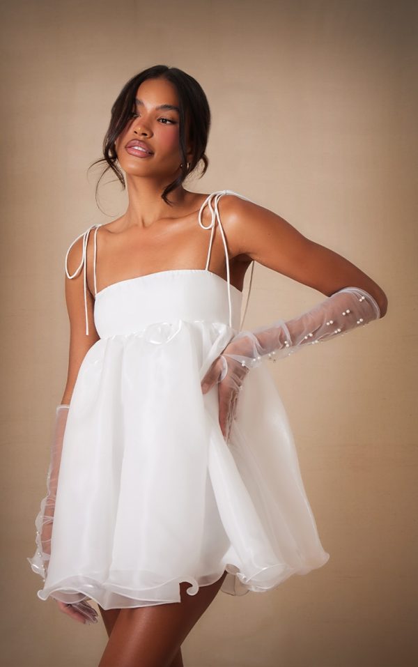 Premium White Chiffon Strappy Mini Dress