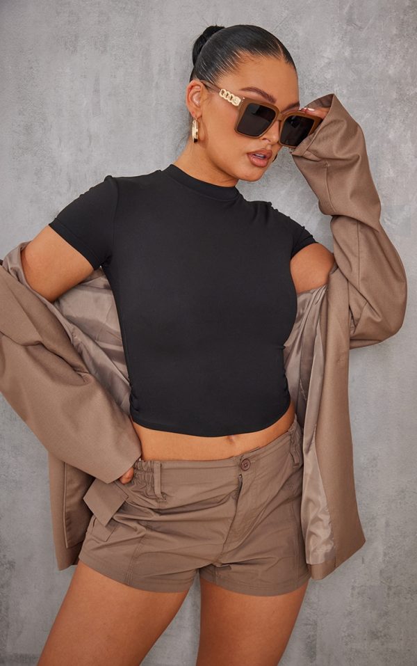 Black Snatched Sculpt Short Sleeve T Shirt