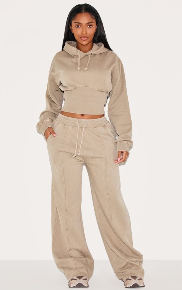 Shape Mocha Sweat Seam Detail Wide Leg Sweatpants