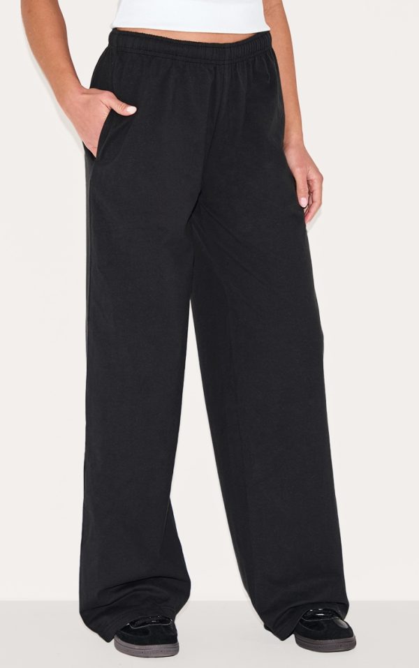 Black Heavy Cotton Slouchy Wide Leg Pants