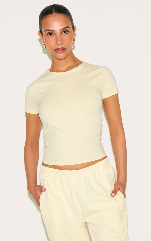 Petite Butter Cream Premium Cotton Cap Sleeve T-shirt