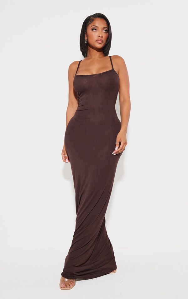 Shape Chocolate Brown Jersey Strappy Maxi Dress