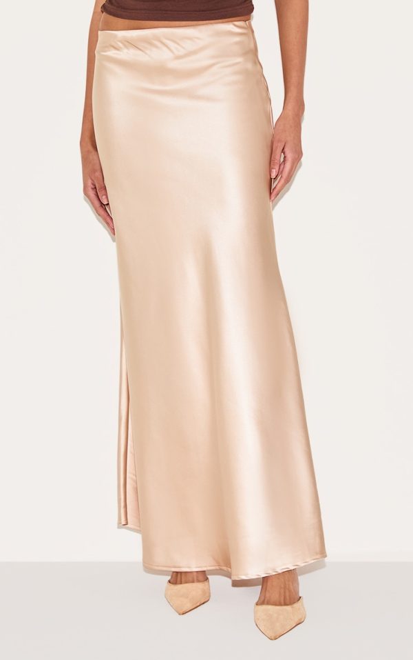 Champagne Satin Floaty Maxi Skirt