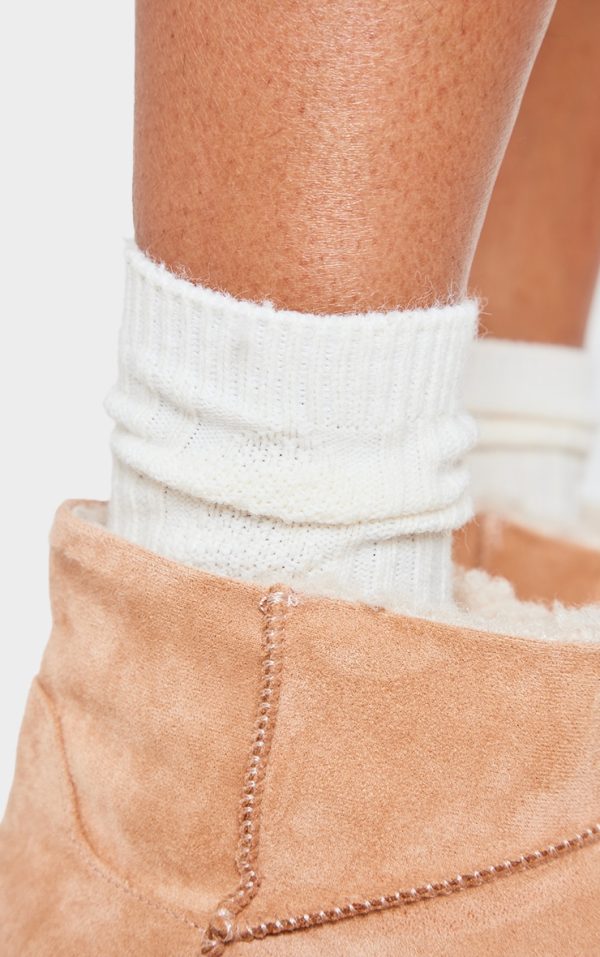 Cream Cable Knit Ankle Socks