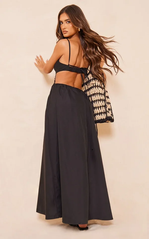 Black Cut Out Back Maxi Dress