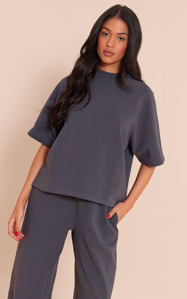 Tall Navy Interlock Cropped Boxy Sweatshirt