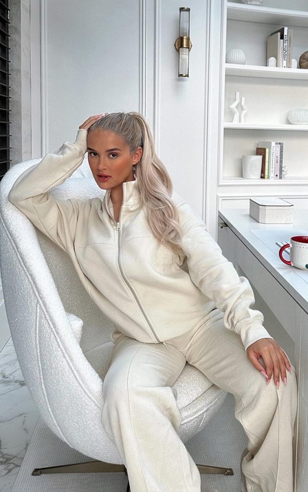 Beige Seam Detail Straight Leg Sweatpant