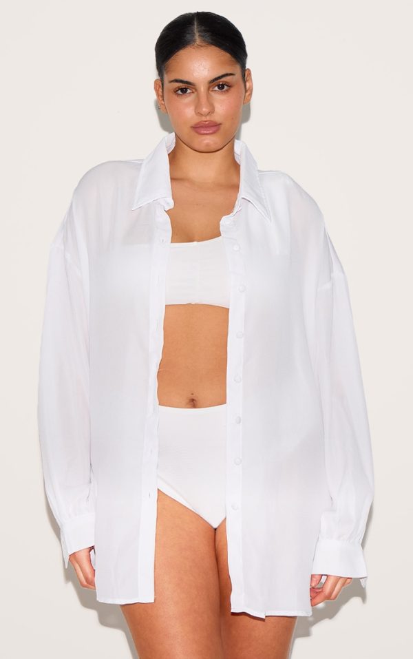 Plus White Oversized Beach Shirt