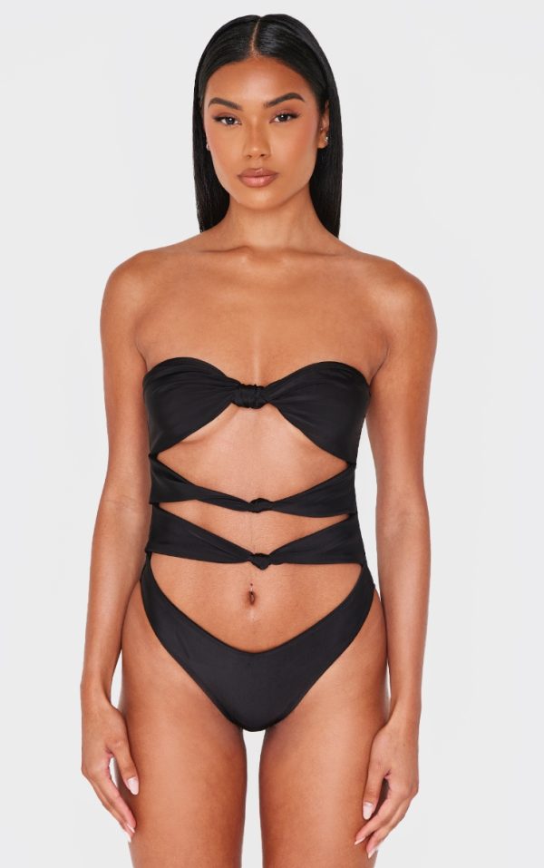 Black Cut Out Knot Swimsuit