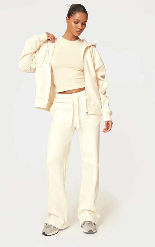Cream Wide Leg Oversized Sweatpants
