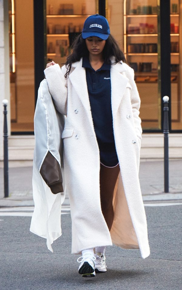 Ecru Wool Look Double Breasted Structured Maxi Coat