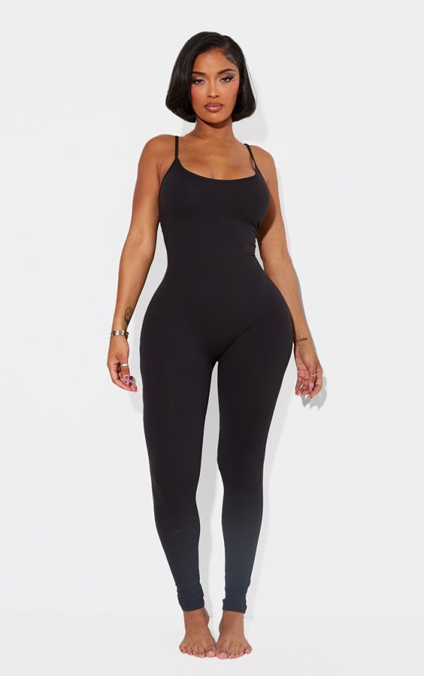 Shape Black Sculpted Strappy Jumpsuit