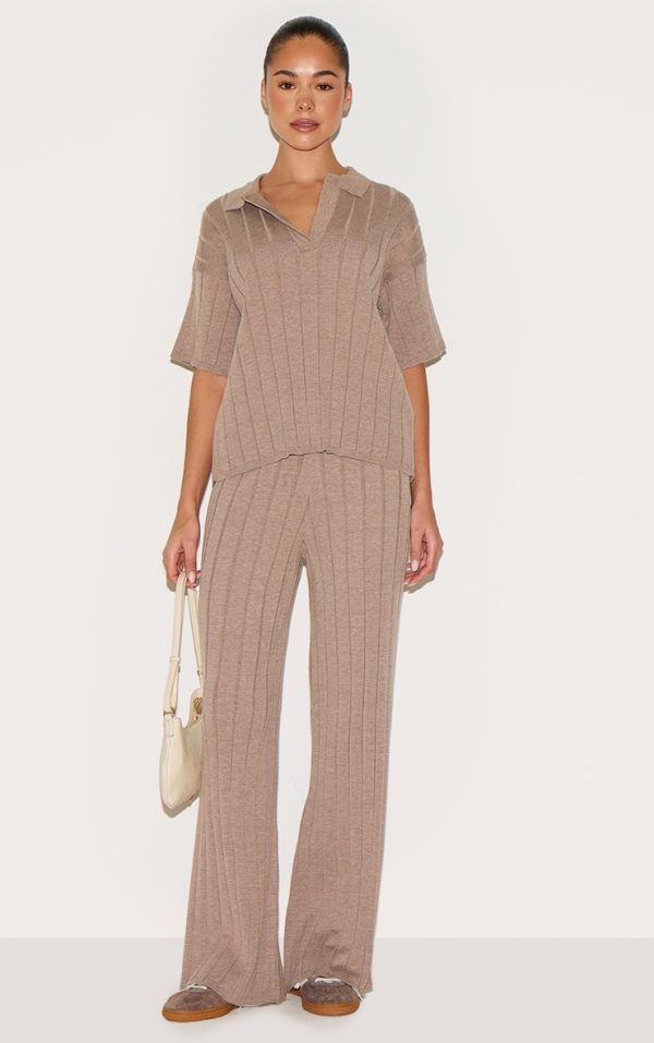 Mocha Wide Rib Knit Pants