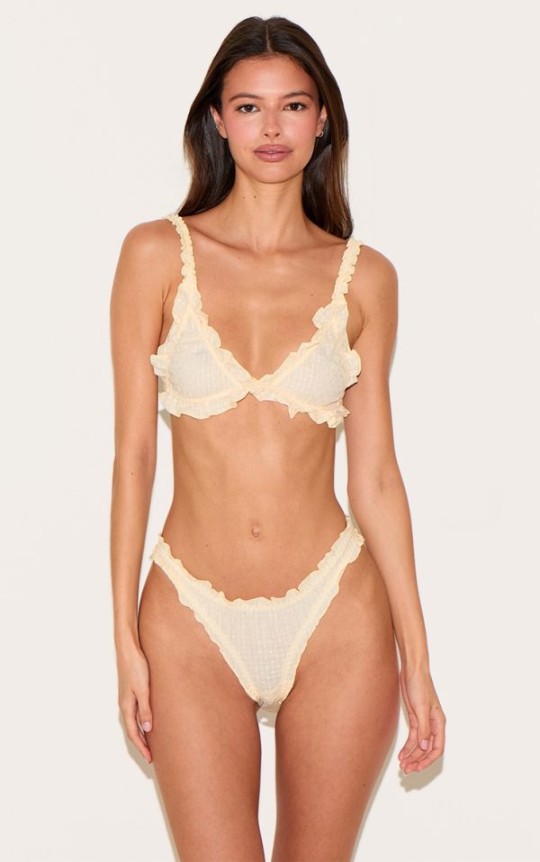 Lemon Woven Frill Triangle Lingerie Set