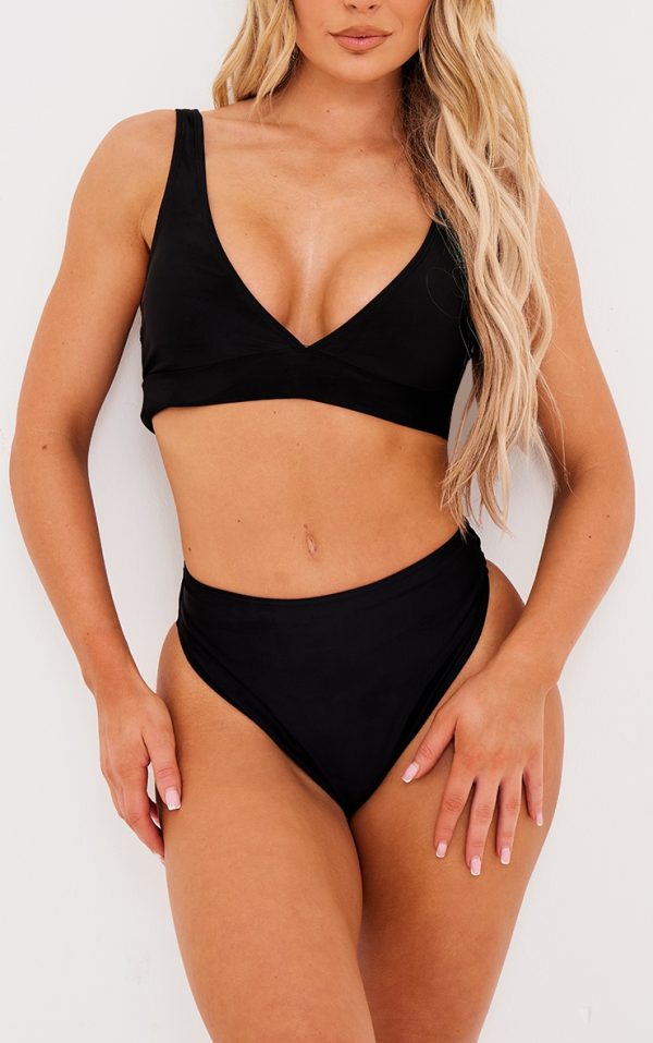 Black Mix & Match High Waisted High Leg Bikini Bottoms