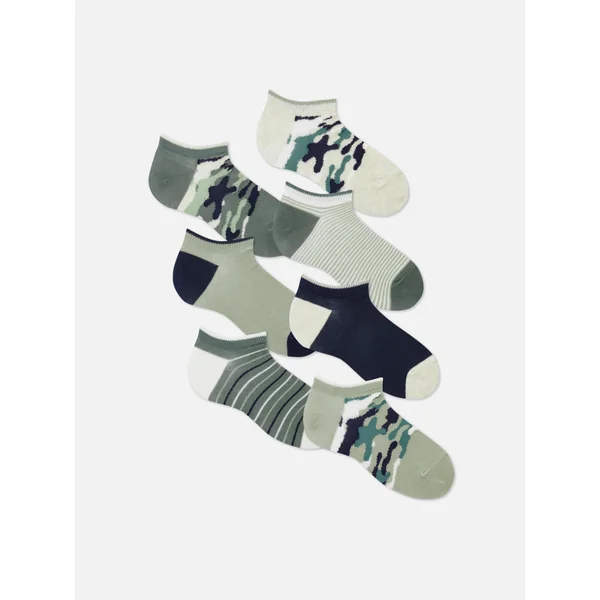 7-Pack Camo Sneaker Socks - Olive
