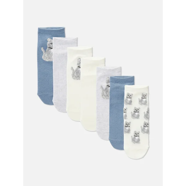7-Pack Cat Crew Socks - Multi