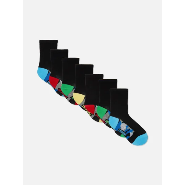 7-Pack Day Of The Week Ankle Socks - Black