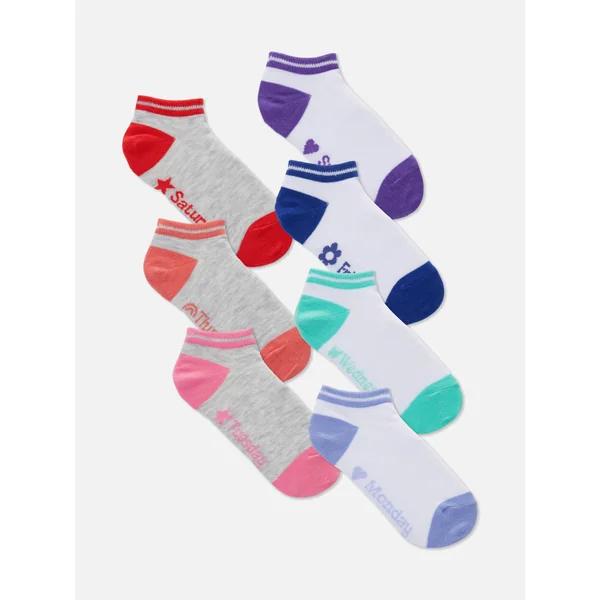 7-Pack Days Of The Week Ankle Socks - White