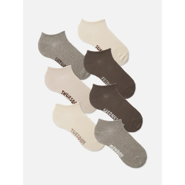 7-Pack Days of the Week Sneaker Socks - Natural