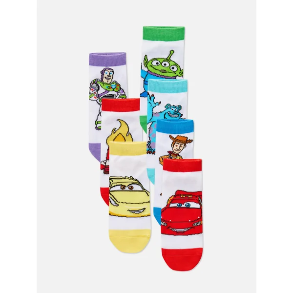 7-Pack Disney Character Graphic Sneaker Socks - White