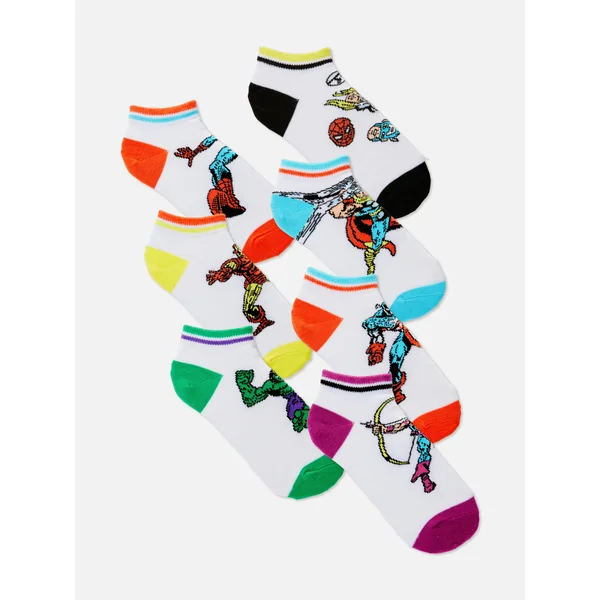 7-Pack Marvel Sneaker Socks - White