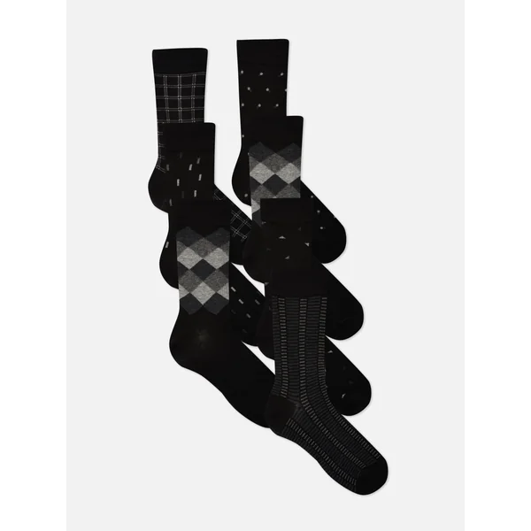 7-Pack Mixed Ankle Socks - Black