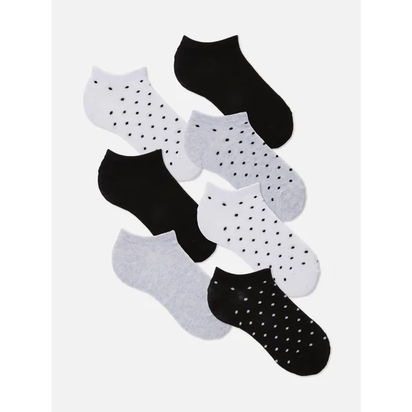 7-Pack Patterned Sneaker Socks - Black/White