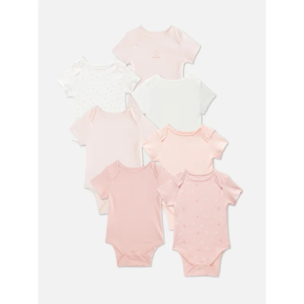 7-Pack Short Sleeve Bodysuits - Pink