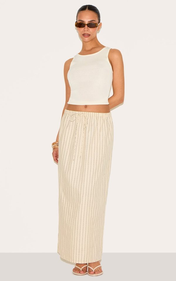 Petite Stone Cotton Drawstring Tie Maxi Skirt