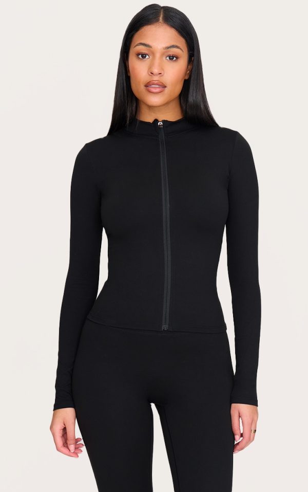 Tall Black Basic Sculpt Zip Jacket