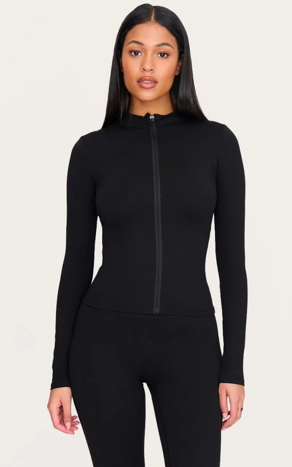 Tall Black Basic Sculpt Zip Jacket