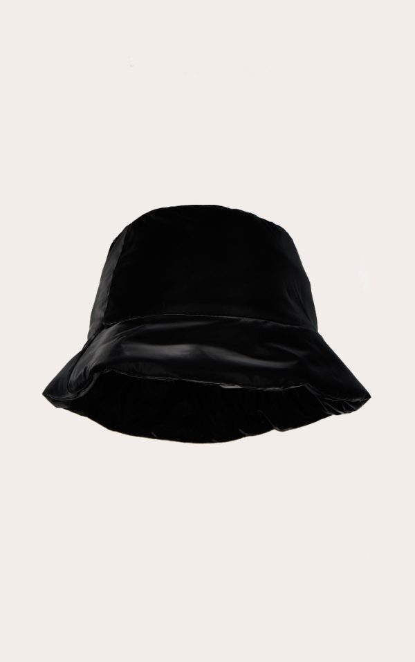 Black Shiny Nylon Bucket Hat