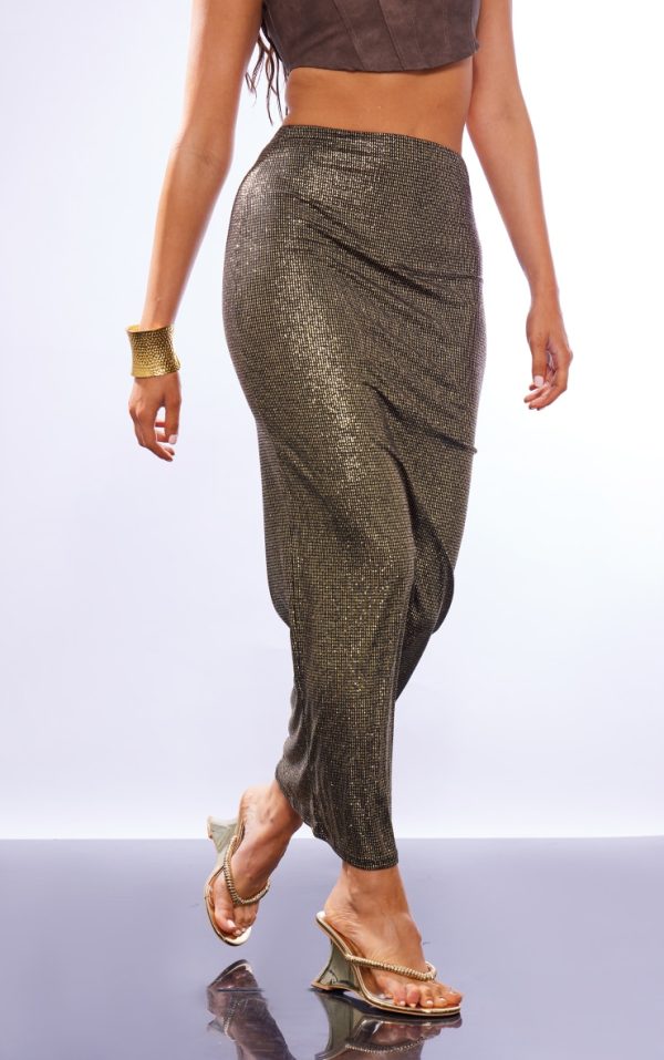 Black Slinky Sequin Maxi Skirt