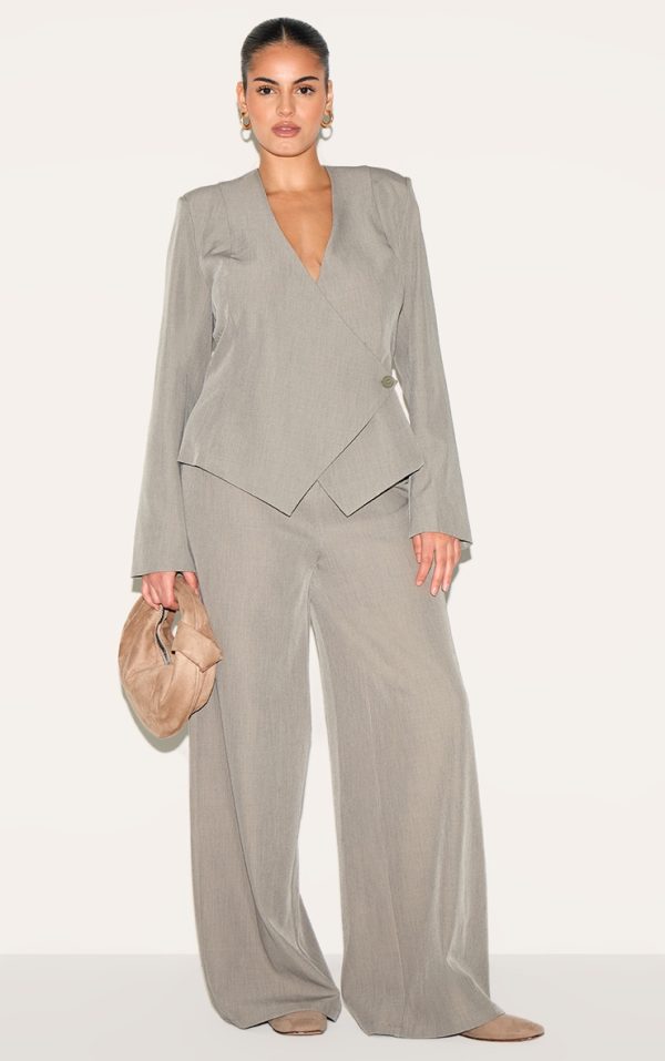 Plus Mushroom Wide Leg  Tailored Woven Pants